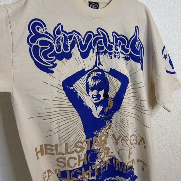 NEW-Hellstar- Yoga school of enlightenment- cream and blue- men's size large - Picture 3 of 10